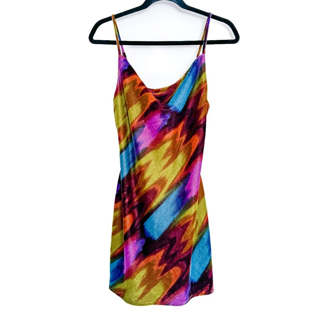 Urban Outfitters UO Mallory Velvet Slip Dress Retro Mini Cowl Neck Women's S